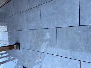 Power-washed natural stone patio
